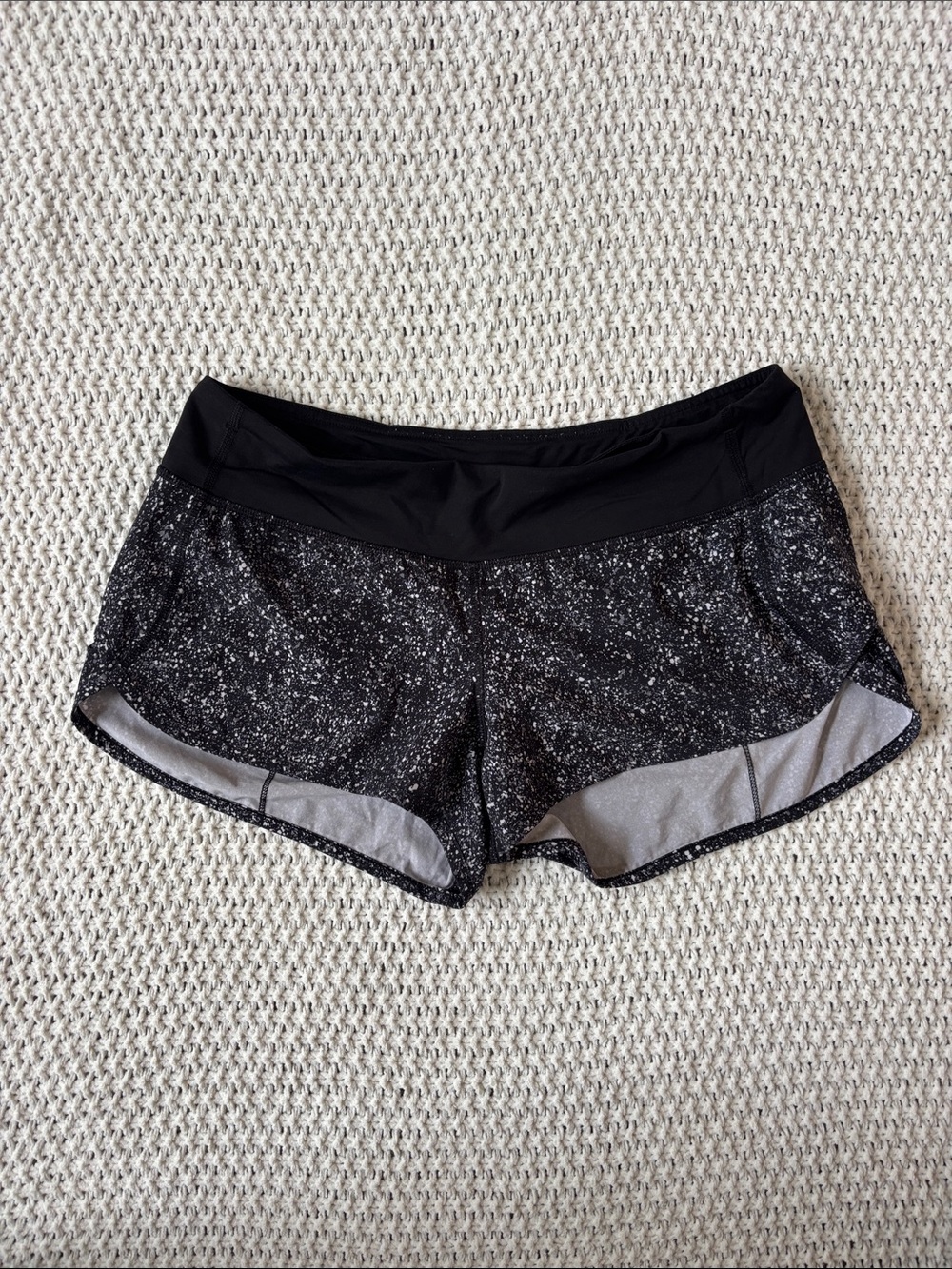 Lululemon Size 10 Black Speckled Confetti  Speed Up Active Running Shorts